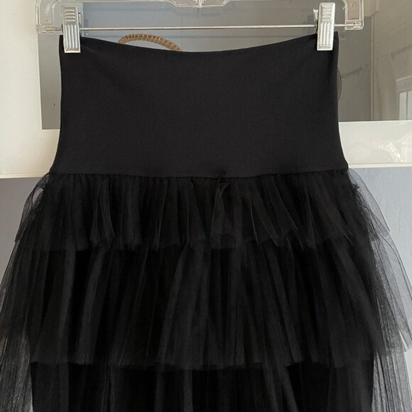 Vintage 90’s Ritmo Di Perla Pencil Skirt w/Tiered Tulle Black Size 42 - Picture 4 of 6